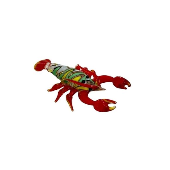 Stained Glass Blown Lobster Red Multicolor 3.75" - Picture 1 of 6